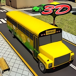 kids school bus parking 3d