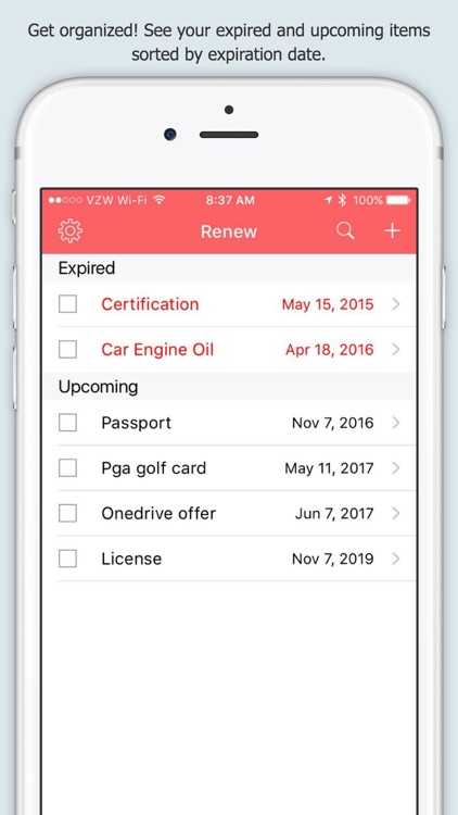 Renew - Keep track of items that expire