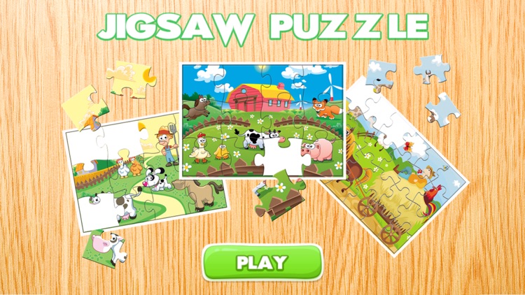 Farm and Animal Jigsaw Puzzle For Kids - educational young childrens game for preschool and toddlers