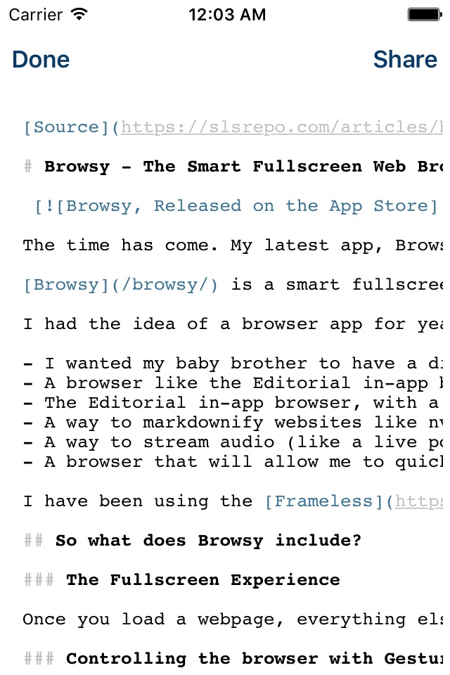 Browsy - The Smart Fullscreen Web Browser and Website Markdownifier screenshot 4