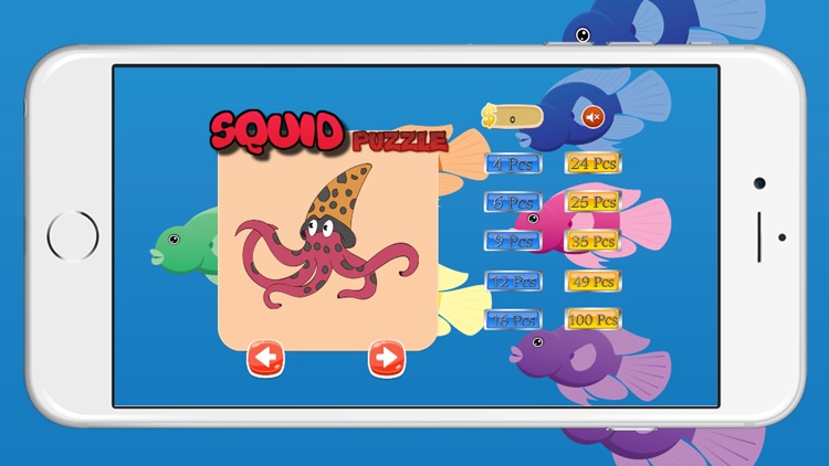 Squid Ocean Animals Puzzle Jigsaw Match Free Learning Games for Kids In Kindergarten