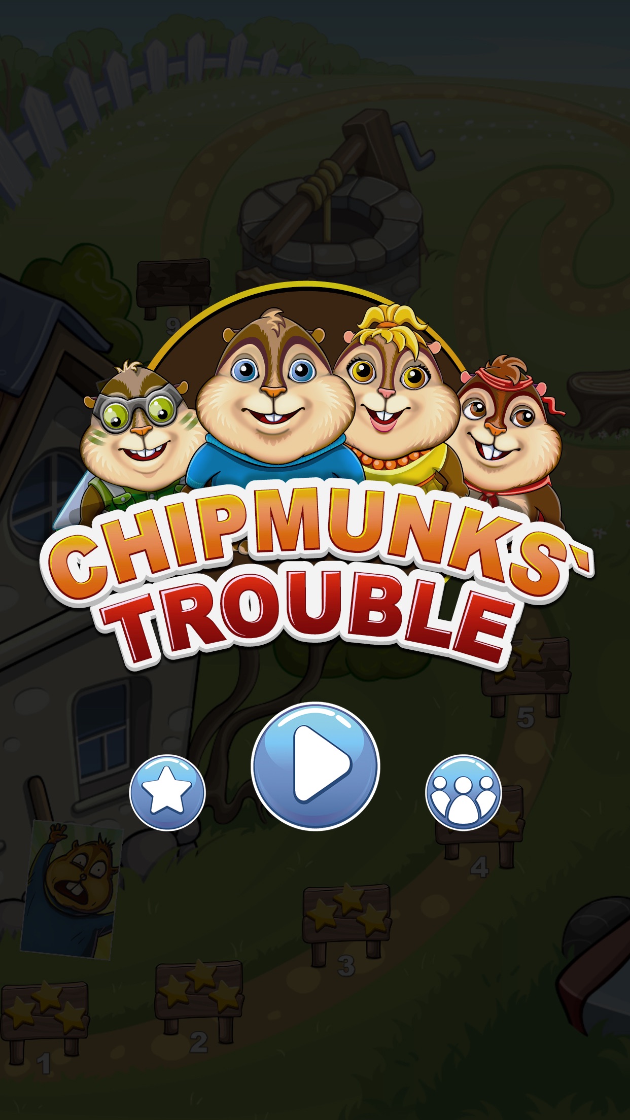 Screenshot do app Chipmunks' Trouble — engraçada quebra-cabeças