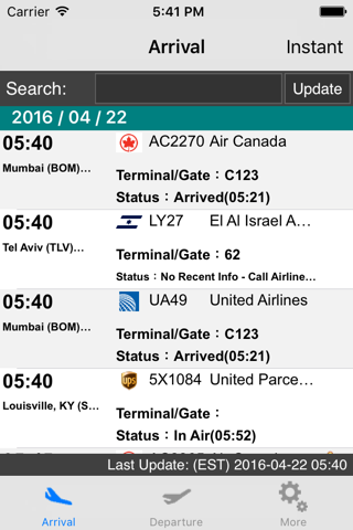 NY Newark Liberty Airport(EWR) Flight Info - náhled