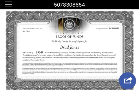 Certified Proof of Funds screenshot 3