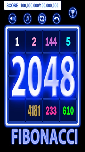 2048 Neon Glow Fibonacci