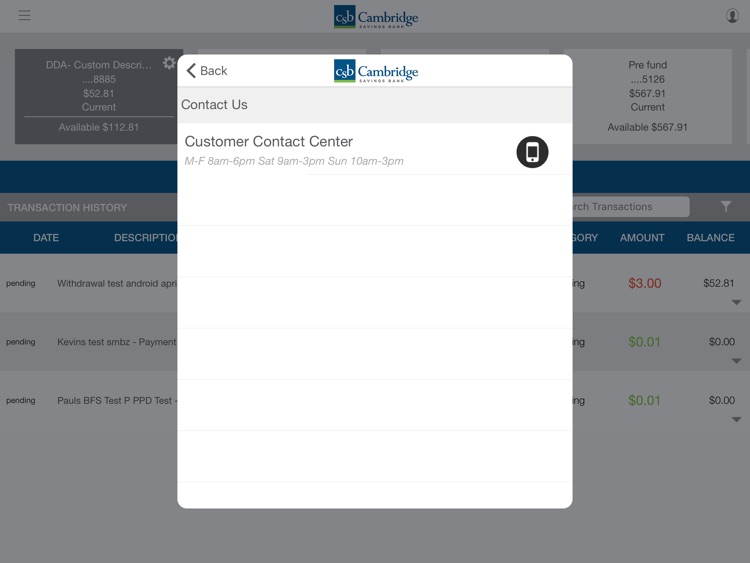 Cambridge Savings Bank Business Banking for iPad