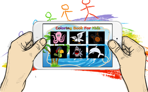 Painting Kids Games : aquatic animals Free!! screenshot 2