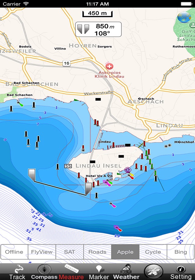 Bodensee GPS Navi Karte für bootfahren angeln und segeln screenshot 2