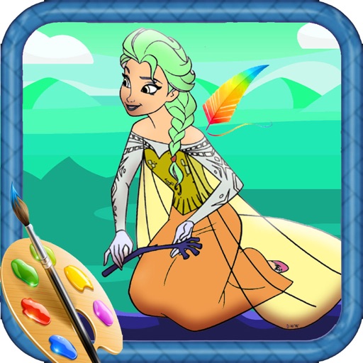 Coloring Page For Kids Cartoon Elsa Edition Icon