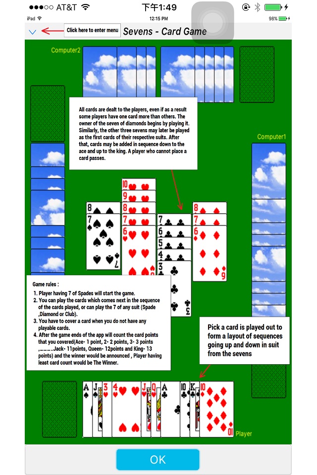 Classic card game - Sevens screenshot 4
