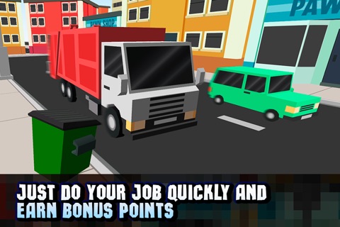 Pixel City Garbage Truck Driver 3D Full screenshot 3