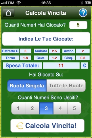 Calcolatore Vincite Lotto - Pianifica le tue giocate al lotto, calcola le tue vincite screenshot 2