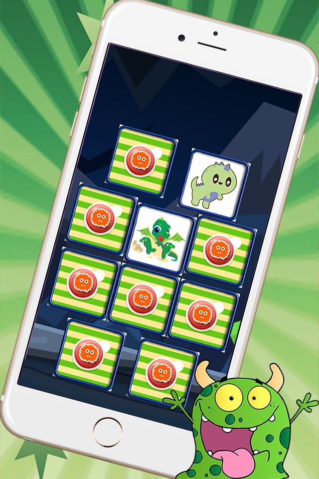 Finding Funny Monster In The Matching Cute Cartoon Pictures Puzzle Cards Game For Kids, Toddler And Preschool screenshot 3