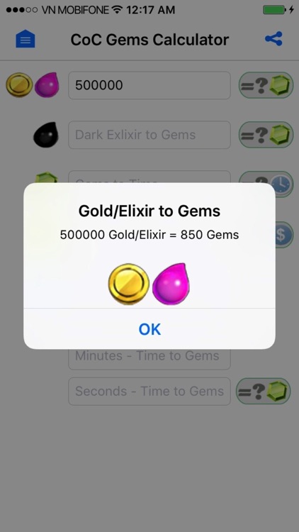 Gems Calc for Clash of Clans