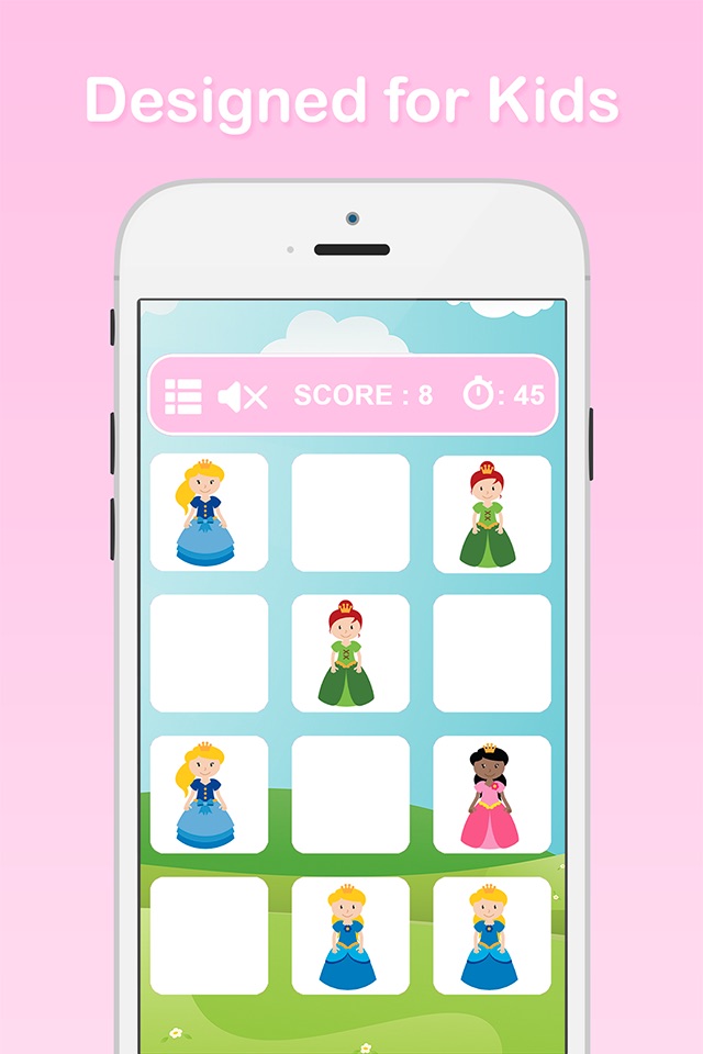 Princess Matching Games for Kids - Match Up 2 Beautiful Princess Cards screenshot 2