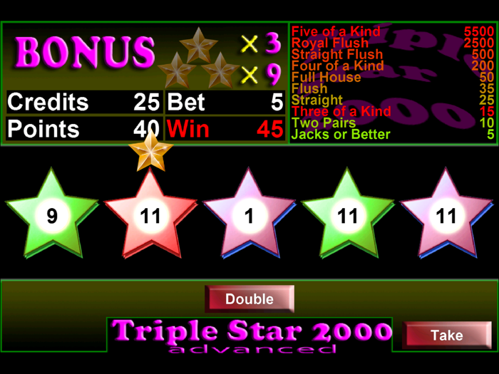 Triple Star 2000 Videopoker