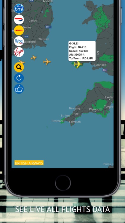 Air UK : Live flight tracker for Flybe, British Airways, Virgin Atlantic, BMI Regional and DHL Air