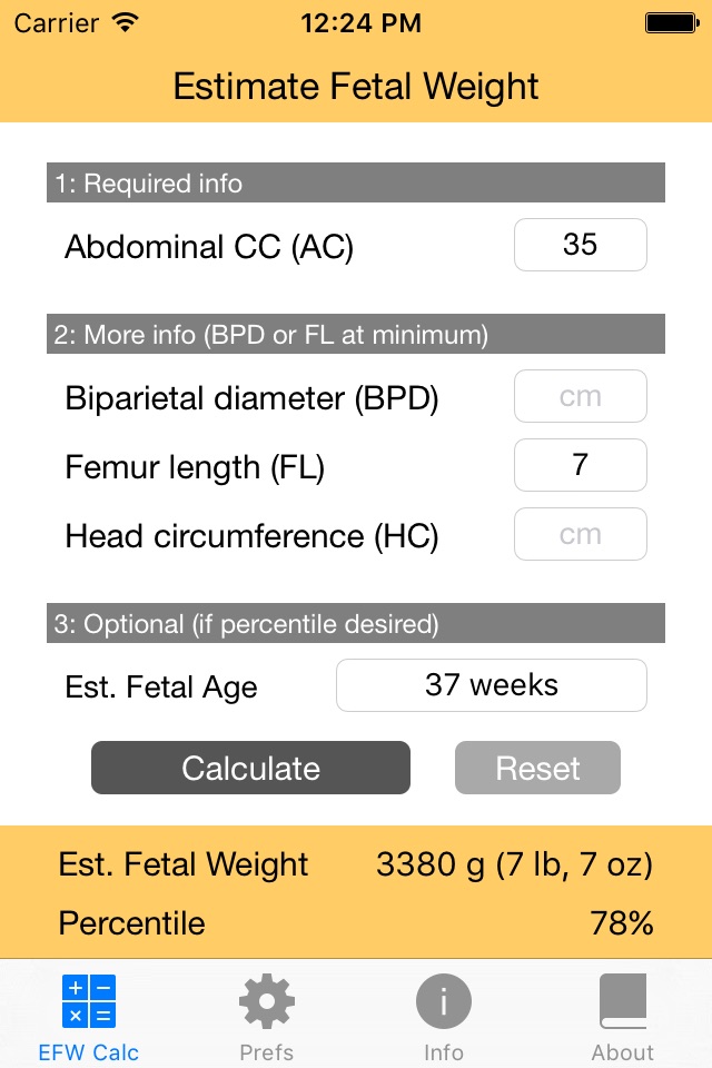 Fetal Weight Calculator - Estimate Weight and Growth Percentile screenshot 2