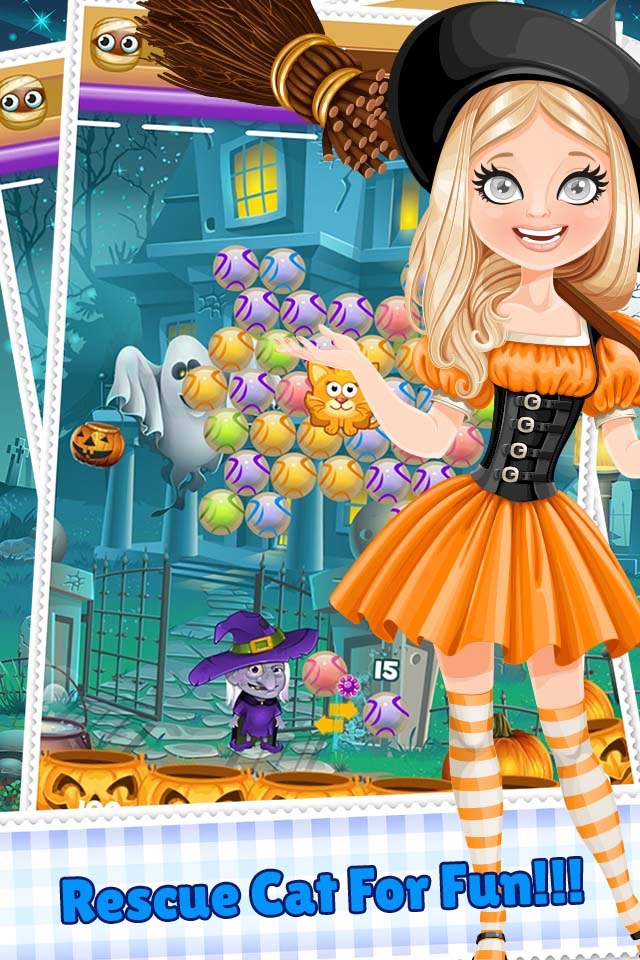 Bubble Spinner Funny Cat Pop Shooter - Addictive Puzzle Witch Action Games screenshot 3