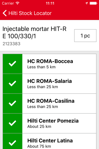 Hilti Stock Locator screenshot 2