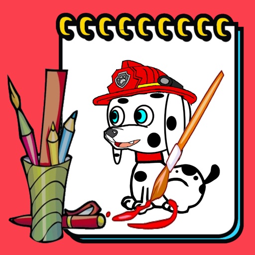 Kids Coloring Book Game - Dogs and Fired Gang Friends for enjoy Drawing and Painting Icon