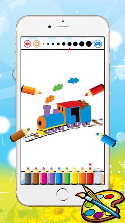 Train Coloring Book For Kid - Vehicle drawing free game, Paint and color good games HD screenshot-3