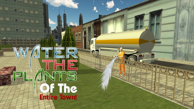 3D Water Truck Simulator - Road cleaning, plantation and watering simulation game