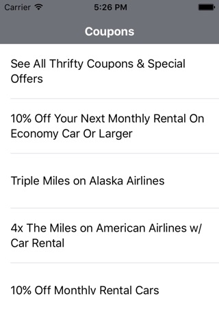 Coupons for Thrifty Car Rental App screenshot 2
