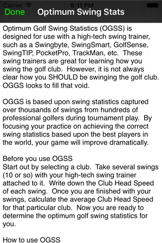 Optimum Golf Swing Statistics screenshot 3