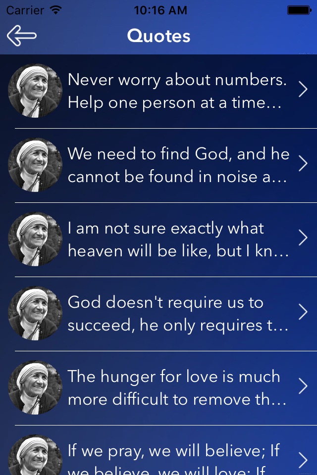 Mother Teresa Quotes - Peace begins with a smile. screenshot 3
