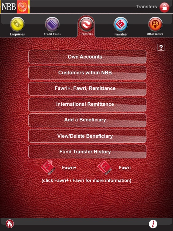 NBB Mobile Banking iPad version