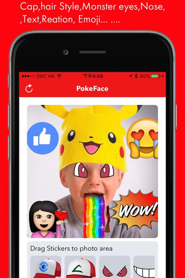 PokeFace for snapchat,facebook,instagram,whatsapp,pokemon go emoji & reaction stickers screenshot 2