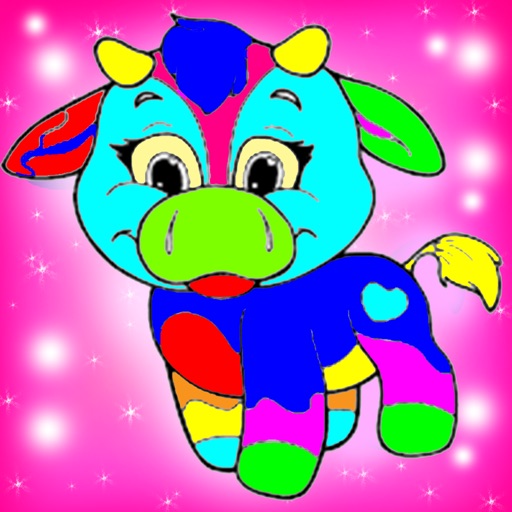 Coloring Fun kids coloring book paintbox Cow Chicken games free Edition iOS App