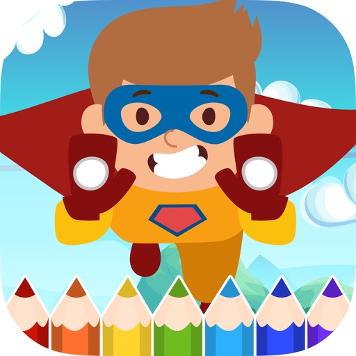 Superhero Kids Coloring Book - Painting Game Icon