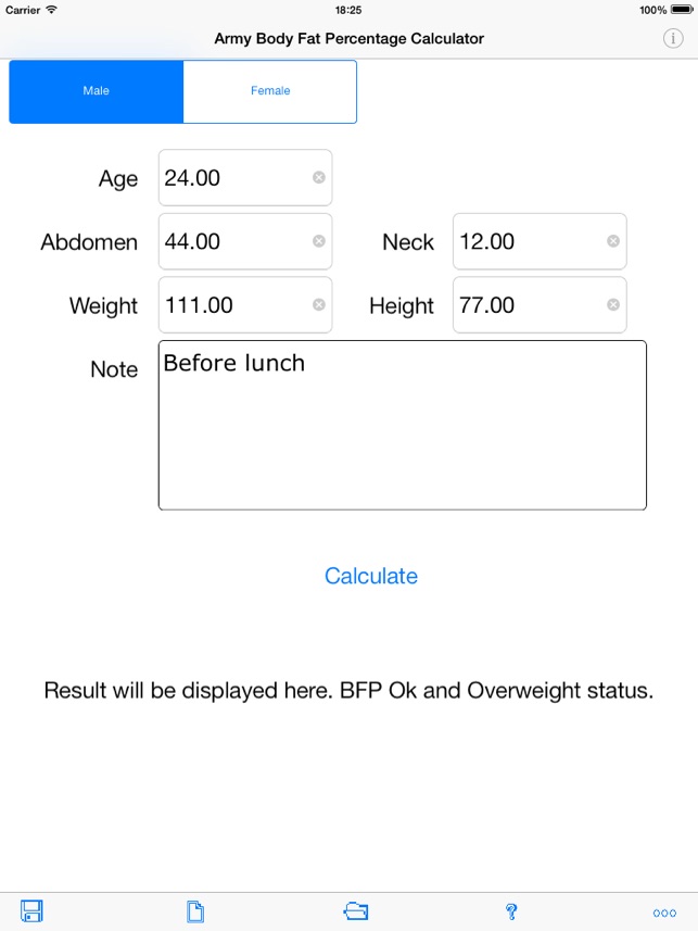 Army Body Fat Percentage Calculator for 