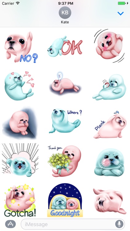 Bubble & Mint Seal Stickers for Text Messages