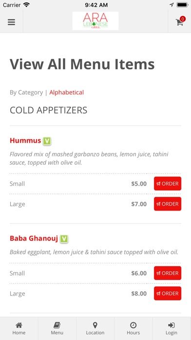 Ara Lebanese Grill App Orders screenshot 2