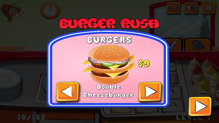 Burger Rush cooking Dash - Burger shop food games!