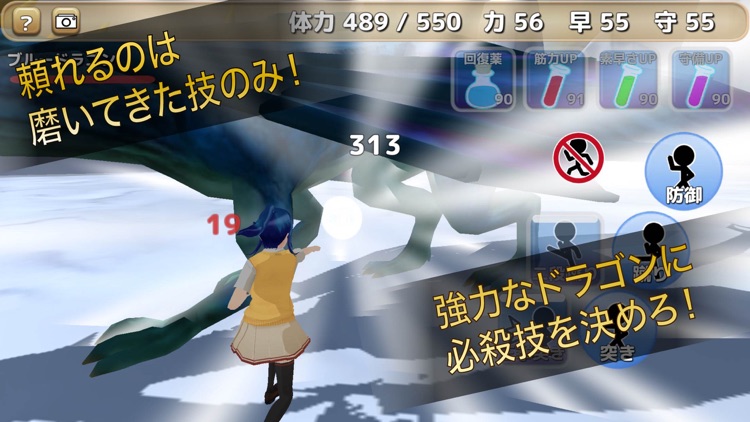 素手でドラゴンを倒す少女
