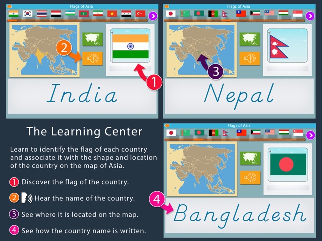 Flags of Asia - Montessori Geography(圖2)-速報App