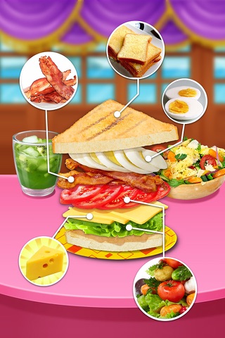 Club Sandwich Maker: Lunch Food Cooking Recipe for Kids screenshot 2