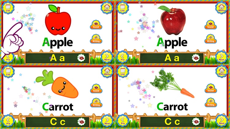 ABC Fruits & Vegetables English Flashcards