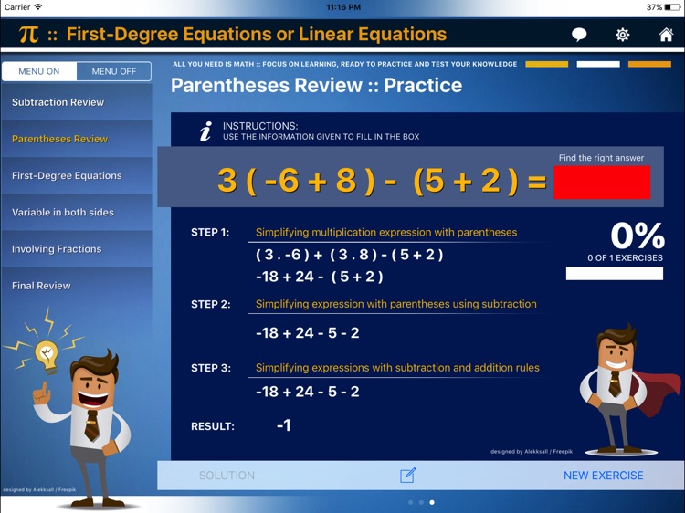 First Degree Equation : ax+b=c