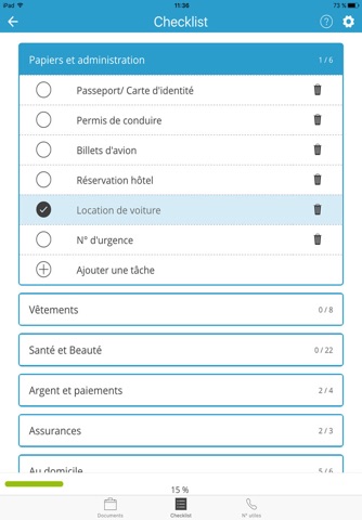 Porte documents et checklist de voyage screenshot 2