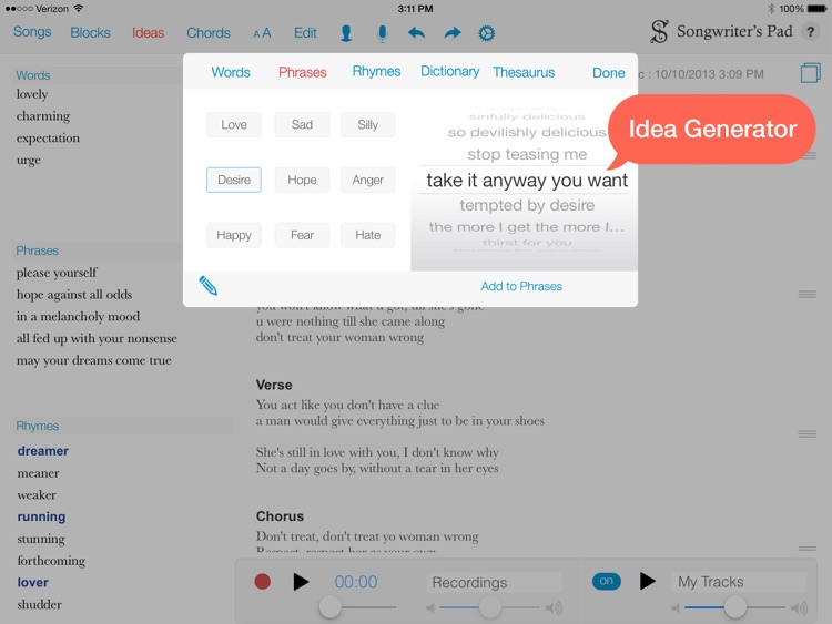 Songwriter's Pad™ - Songwriting App for iPad