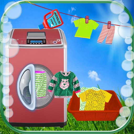 Kids Washing Laundry Clothes Icon