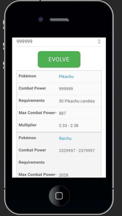 EvoCalc - Pokemon Go Cheats Sheet for Evolution