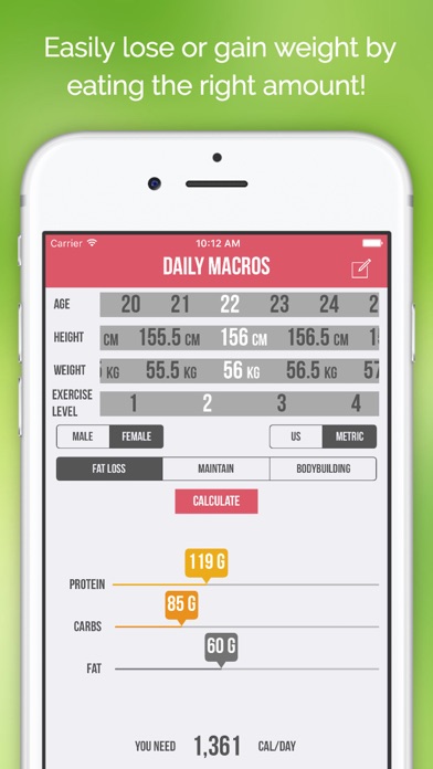 Daily Macros - Harris Benedict Formula Based Carb, Protein, Fat Macronutrient ratios and Calorie Calculator screenshot 4