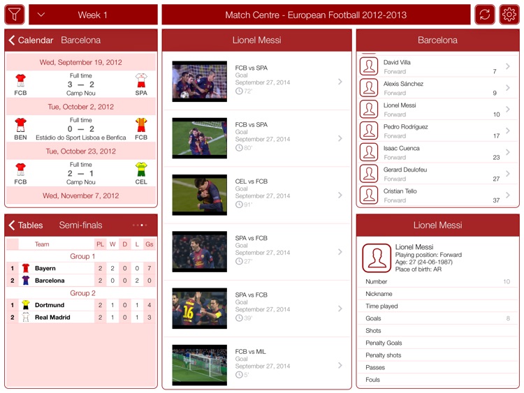 European Football 2012-2013 - Match Centre