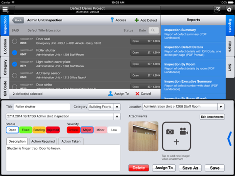 HFBS Defects Management Module screenshot 4